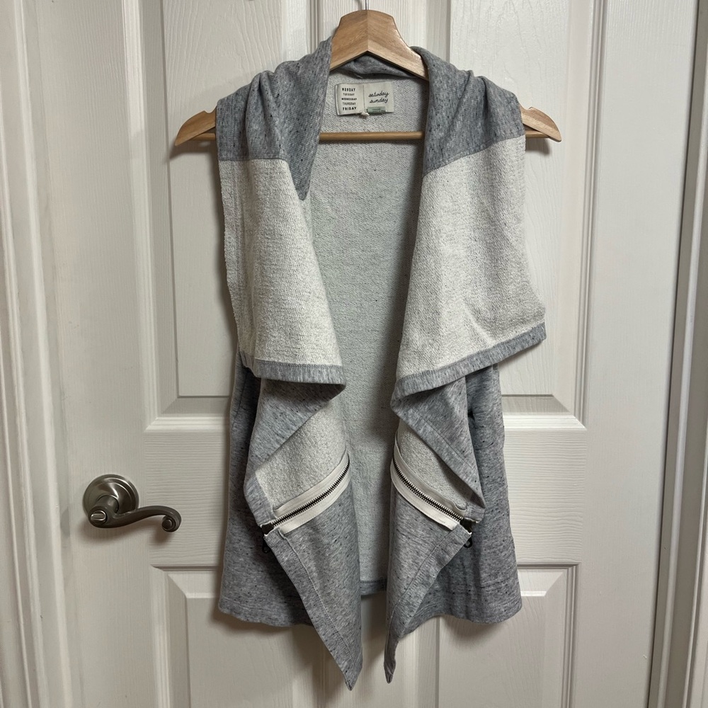 Anthropologie Gray and Cream Vest by Saturday Sunday